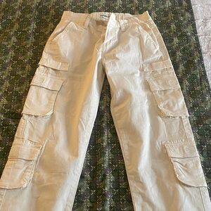 Love Women's Cream Wide Leg Cargo Pants
